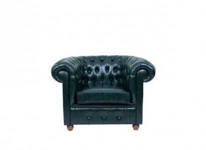 Chesterfield Dunkelgrüner Sessel Lounge Wohnzimmer Fernseh Einsitzer